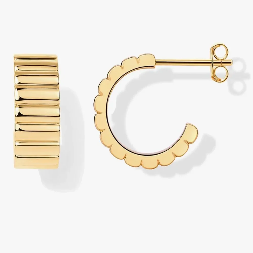 NEW 14K Gold Plated Bold Statement Hoop Earrings